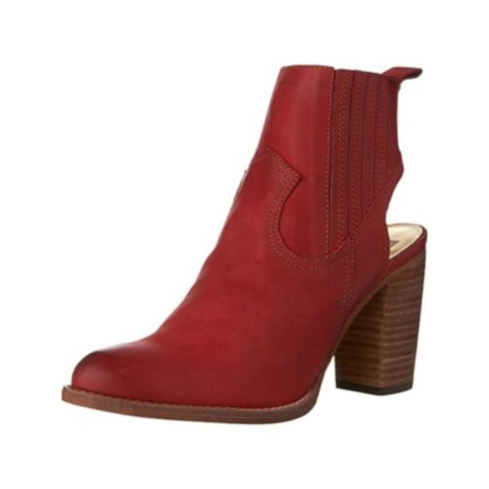 DOLCE VITA Womens Black Red Panels Jasper Toe Stacked Heel Leather Booties 11